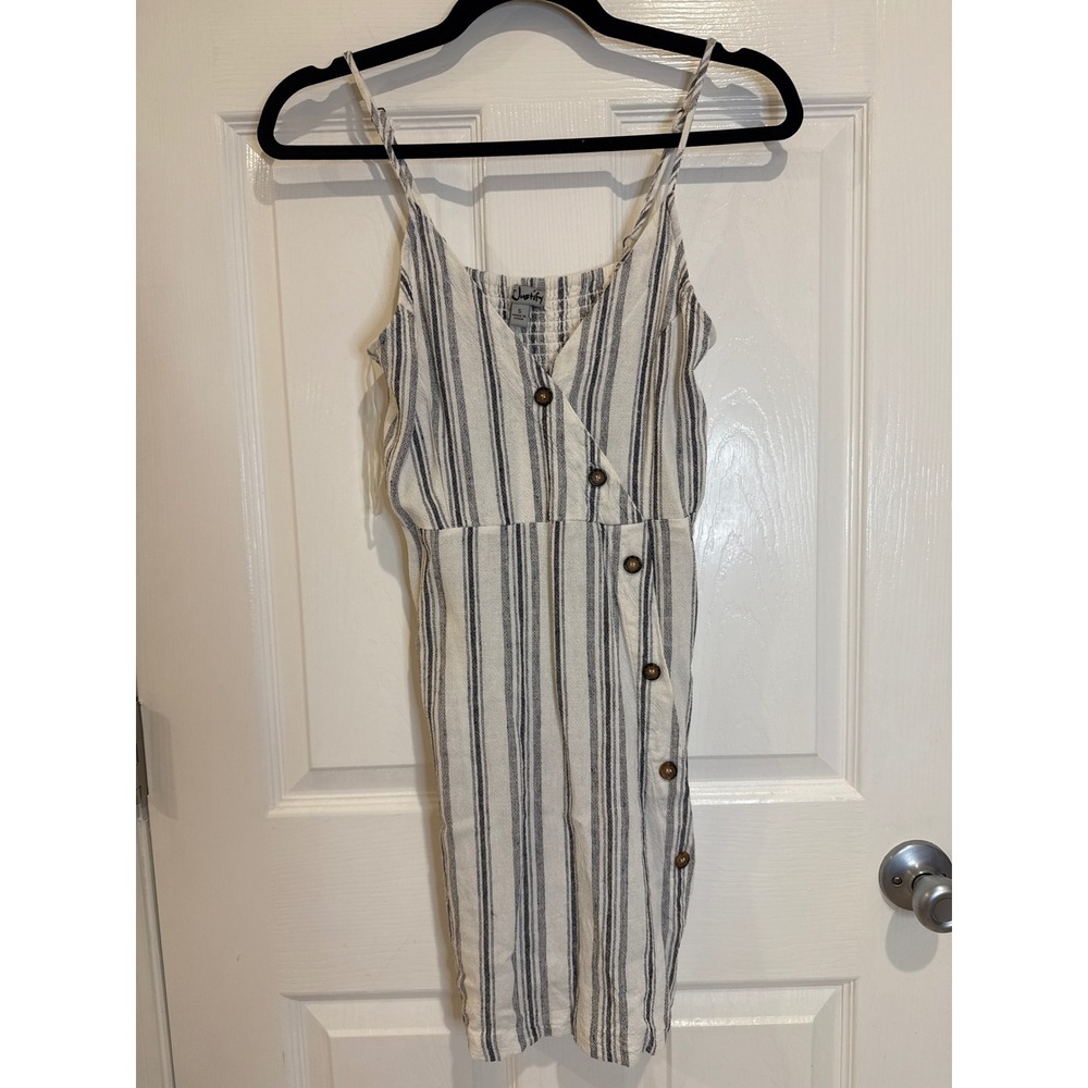 Justify Striped Mini Dress Button Front Sleeveless Casual Sundress Size S - Picture 3 of 5